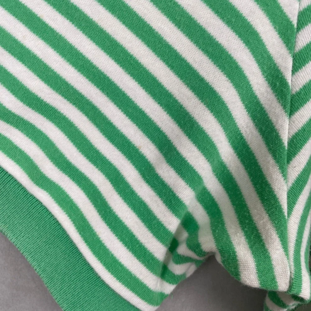 VTG 90s Polo Ralph Lauren L Green White Striped Short Sleeve Cotton‎ Polo Shirt